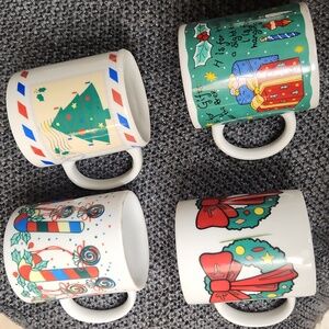 Mug Holiday Set Of 4 - USPS 1989 / WCL / HF Houston Foods Christmas